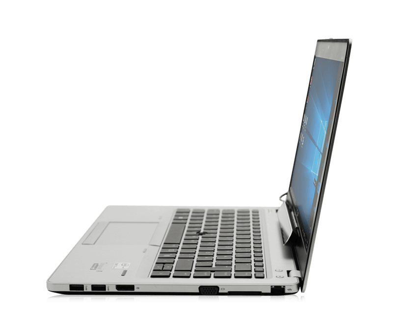 Sideview of the Tobii Dynavox PCEye Mini eye tracker attached to a laptop
