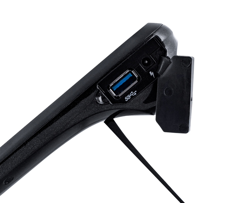 Side left view the Tobii Dynavox I-110 communication device with protected USB port 