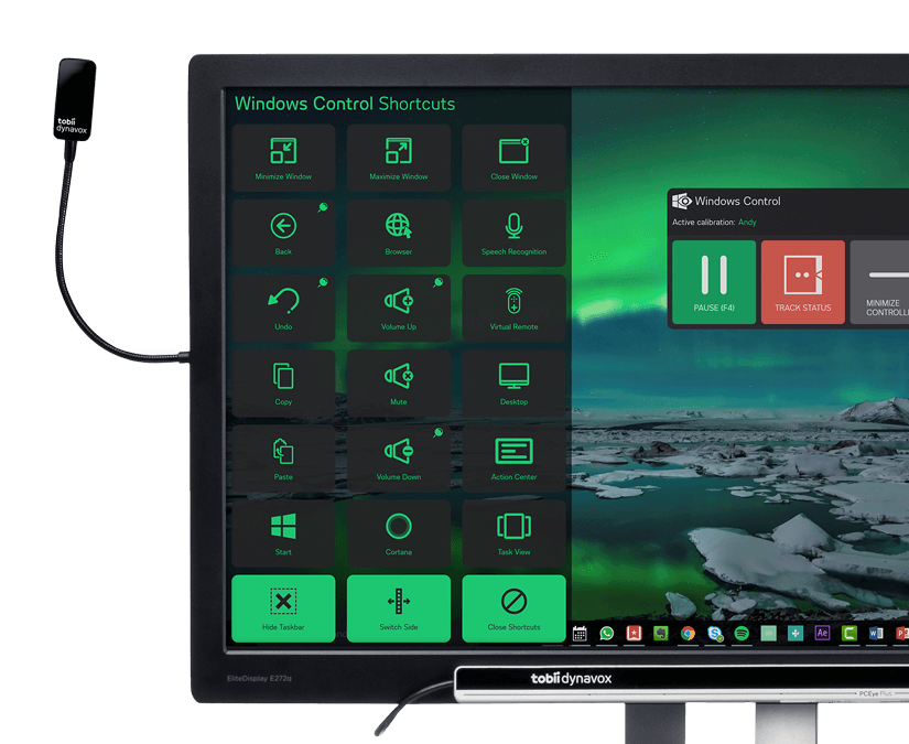 Tobii Dynavox PCEye Plus eye tracker featuring EyeR dongle