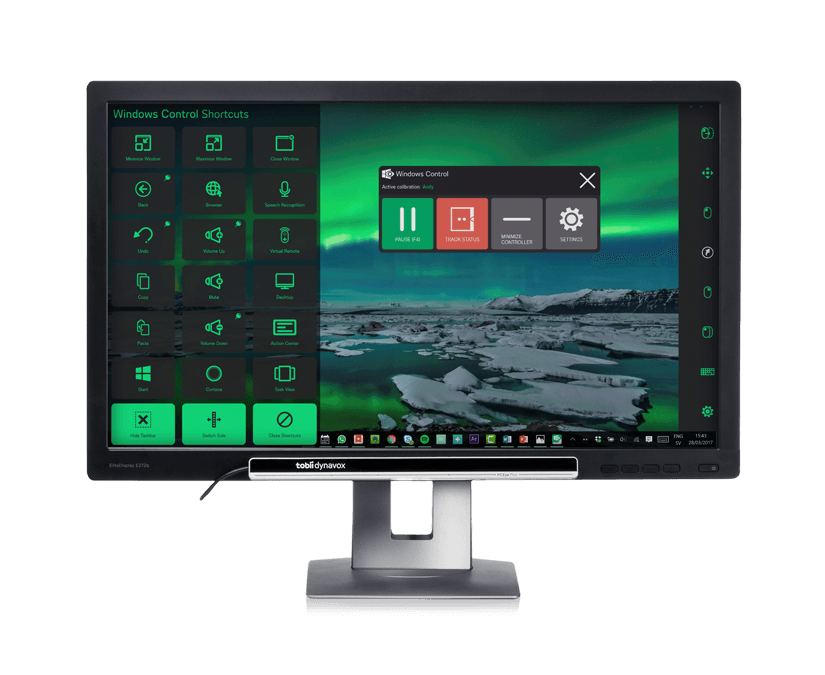 Tobii Dynavox PCEye Plus eye tracker featuring Windows Control software