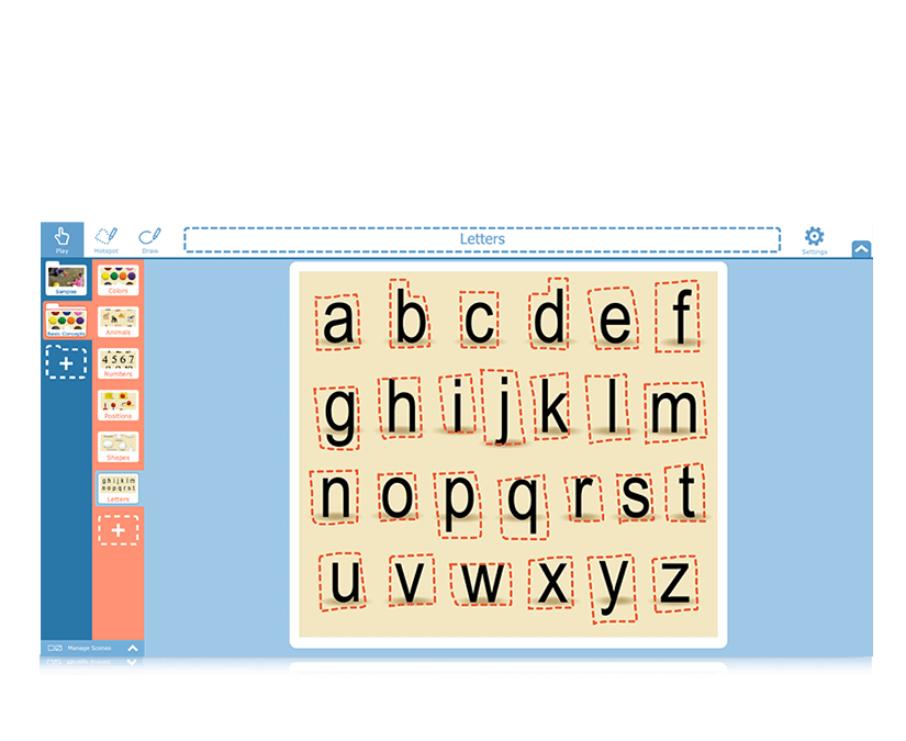 Tobii Dynavox Snap Scene alphabet learning