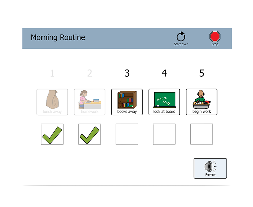 Boardmaker 7 Student Center morning routine screenshot